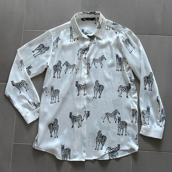 Zara zebra shirt top - Picture 1 of 16